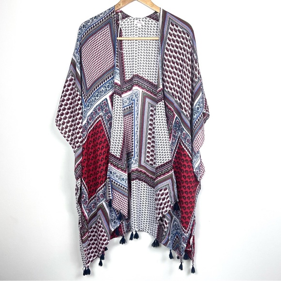 Pinky Boho Open Front Patchwork Tassel Festival Kimono - Picture 6 of 16